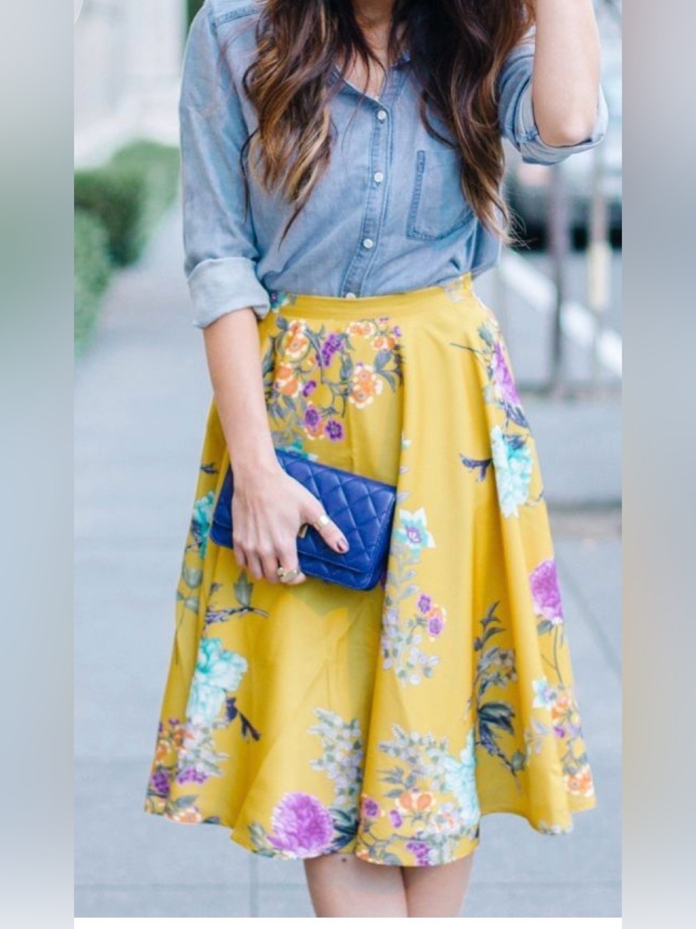 modcloth Women's Yellow Floral Circle Skirt, size Meduim